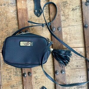 Victoria's Secret Black Crossbody Bag with Tassel Charm